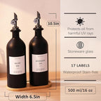HOMCDALY Olive Oil Dispenser for Kitchen, 16oz Glass Oil Bottles - Image 4
