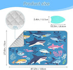 Sharks Fishes and Seaweed Blue Ironing Mat Thickened Ironing Blanket Travel - Image 2