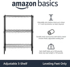 Amazon Basics 3-Shelf Adjustable Heavy Duty Steel Wire Rack Storage Shelving - Image 3