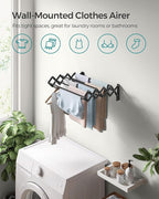 SONGMICS Clothes Drying Rack, Wall-Mounted Drying Rack Clothing, Small - Image 3