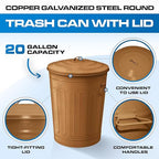 Plexon Round Trash Can 13 Gallon, Vintage Metal Outdoor Trash Can - Image 6