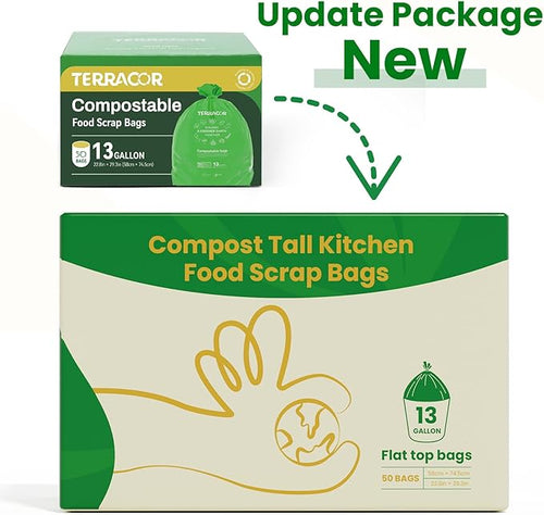 13 Gallon Compostable Trash Bags, Heavy Duty Tall Kitchen Food Scrap Waste Bag - Image 2