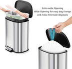 13.2 Gal/50L D-Shape Trash Can, Step-On Stainless Steel Garbage Can, Soft-Close - Image 5