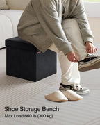 Folding Storage Ottoman, Velvet Storage Bench, - Image 4