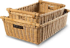 The Basket Lady Low Pole Handle Wicker Storage Basket, Extra Large, 21.5 in L x - Image 5