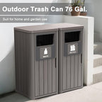 Outdoor Double Barrel Trash Can, Waterproof Resin Garbage Can - Image 2