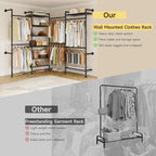 ONBRILL L4 Wall Mounted Industrial Pipe Clothing Rack, Closet Organizer System - Image 6