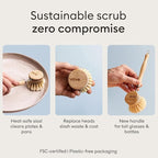 Vove Bamboo Dish Brush Replacement Heads, 4 Pack - Image 6