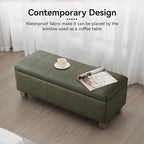 41" Faux Leather Storage Ottoman, Stitch Tufted Rectangle Upholstered End of - Image 7