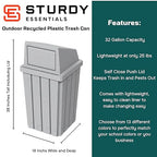 32 Gallon Square Slatted 100% Recycled Plastic Heavy-Duty Commercial Outdoor - Image 2