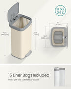 SONGMICS Kitchen Trash Can, 18-Gallon Stainless Steel Garbage Can, - Image 6