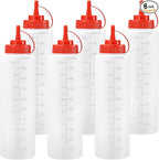 Condiment Squeeze Bottles Ketchup Dispenser, 6 Pack 32oz Squeeze Bottles by Katfort