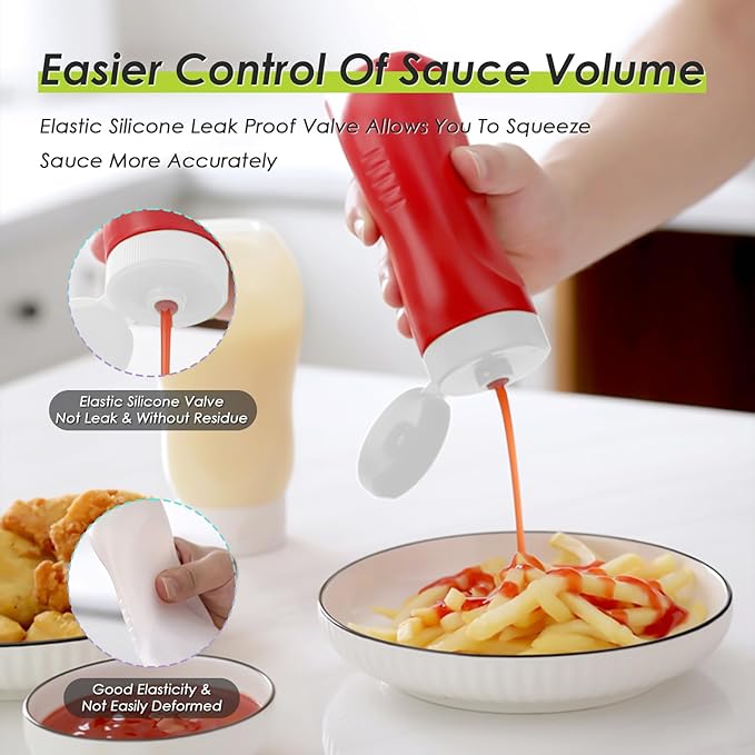 Condiment Squeeze Bottles for Ketchup Hot Sauce Liquids Oil - Image 5