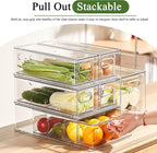 bealy 3 Pack Fridge Organizer and Storage, Fridge Drawers Clear Stackable - Image 2