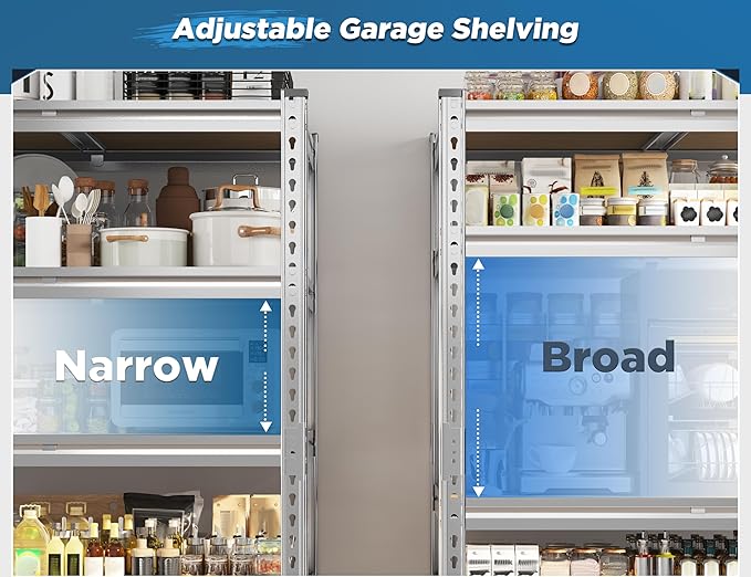 REIBII Garage Shelving, 4 Tier Storage Shelves Load 2550LBS, Adjustable Garage - Image 5
