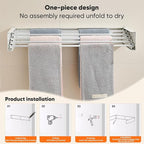 Clothes Drying Rack 31.5 inches Foldable Wall Mount Laundry Rack Folding Indoor - Image 7