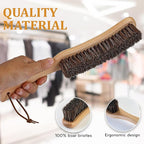 Lint Brush for Clothes with 100% Soft Horse Hair Bristle, Large Beech Wood - Image 3