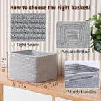 Small Organizing Baskets for Cubes Shelf, 9.7x9.7x7.1 Inch Rope Woven Storage - Image 2
