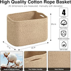 Storage Baskets for Organizing & Shelves, Woven Cotton Rope Organization Bins - Image 3