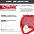 16.5 inch Mop Refills, 3 Pack Microfiber Reusable Replacement Mop Pads Flat - Image 6