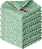 Artoid Mode Checkered Designed Cotton Light Green Terry Kitchen Dish Cloths by ArtoidMode