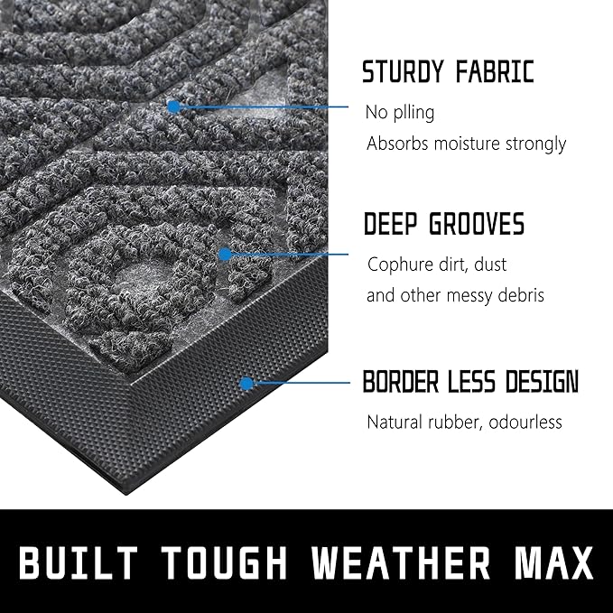 Yimobra Modern Grey 60 x 36 Inch Waterproof Doormat, Non Slip, Stain & Fade - Image 4