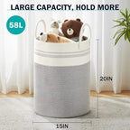 YOUDENOVA Woven Rope Laundry Hamper Basket, 58L Tall Luandry Basket, Baby - Image 3