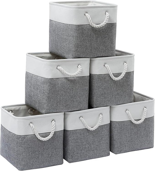 11 x 11 Inch Storage Cubes, 6 Pack Large Collapsible Fabric Storage Bin by ISEMINGLA