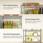 Ulif E1 Heavy Duty Closet Garment Rack, 6 Tiers Adjustable Metal Freestanding - Image 5