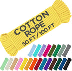 TECEUM Cotton Rope 3/16” – 50 FT – Strong All-Purpose Braided Rope – Natural by TECEUM
