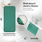 homerella® Bathtub Mat Non Slip 35x16, Incl. Hooks - Image 3