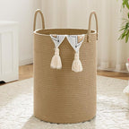 Laundry Basket, Woven Cotton Rope Laundry Hamper, 80L by Artfeel