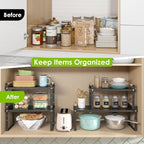 DOLALIKE Expandable kitchen Countertop Organizer, Stackable Cabinet Shelf - Image 3