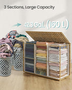 SONGMICS Laundry Hamper with Lid, 160 L Clothes Hamper with 2 Removable Liner - Image 4