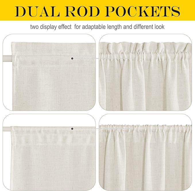 NICETOWN French Door Cover for Kitchen Window, Rod Pocket Front Sidelight - Image 2