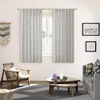 YoungsTex Light Grey Linen Curtains 63 Inches Length 2 Panels - Image 2
