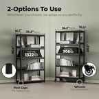 HOMEDANT House 5-Tier Metal Rolling Cart Shelf Rack Casters Heavy Duty - Image 2