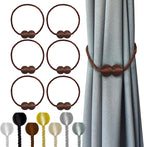 Hion Magnetic Curtain Tiebacks Dark Brown 6 Pack, Curtain Tiebacks Buckles by Hion