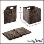 Casafield 10.5" x 10.5" Water Hyacinth Storage Baskets, Espresso - Image 7