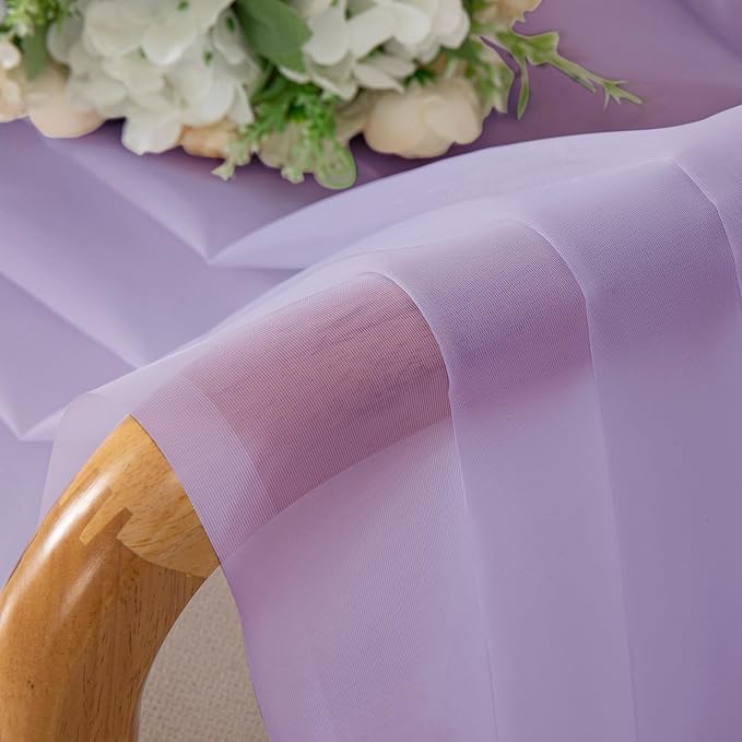 Chyhomenyc Lilac Sheer Curtains 45 Inch Long 2 Panels, Light Filtering Rod - Image 2