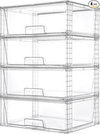 Vtopmart 4 Pack Large Stackable Storage Drawers, Easily Assemble Acrylic by Vtopmart