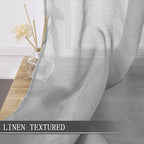 Tollpiz Short Sheer Curtain Living Room Linen Textured Curtains Sheer Light - Image 2