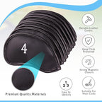 Premium Magnetic Leather Iron and Wedge Golf Club Head Covers | Set of 10 | - Image 2