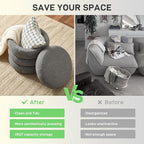 Round Ottoman with Storage Boucle Ottoman Stool with Storage Removable Lid - Image 4