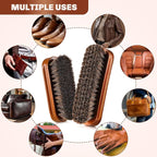 2 Pcs Horsehair Shine Shoes Brush Kit Polish Dauber Applicators Cleaning - Image 7