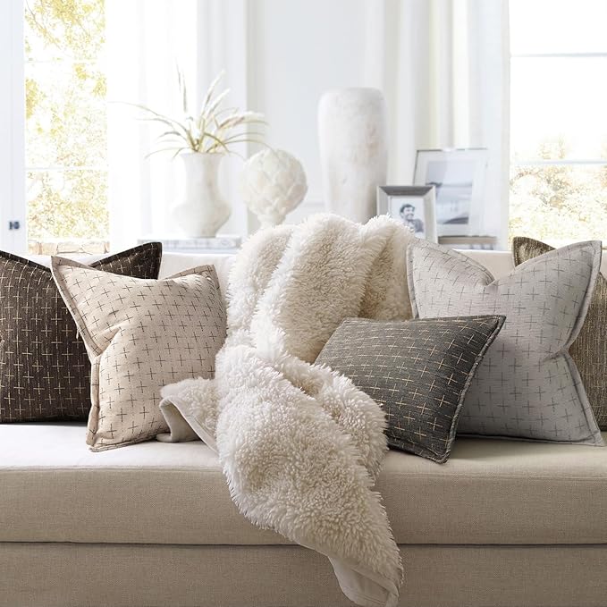 Pillow Covers 26x26 Set of 2 Soft Polyester Textured Pillow Covers - Image 6