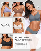 Vertvie Womens Seamless Bras No Underwire Supportive Wireless Push Up Full - Image 6