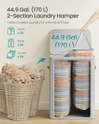 SONGMICS Laundry Basket, 44.9 Gal. Laundry Hamper, 2 Compartments, Easy Assembly - Image 4