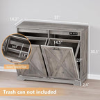 Tilt Out Trash Can Cabinet for 2 Bins, Hidden Recycle Garbage Bin Enclosure - Image 2