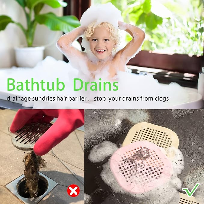 2 Pack Drain Hair Catcher Silicone Bathroom Accessories Shower Drain Protector - Image 3